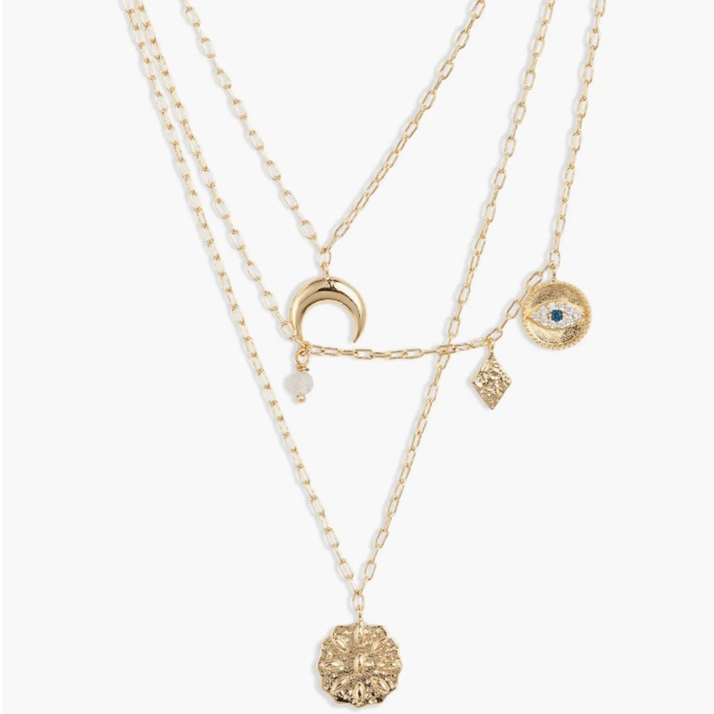 Evil Eye Charm Layered Necklace